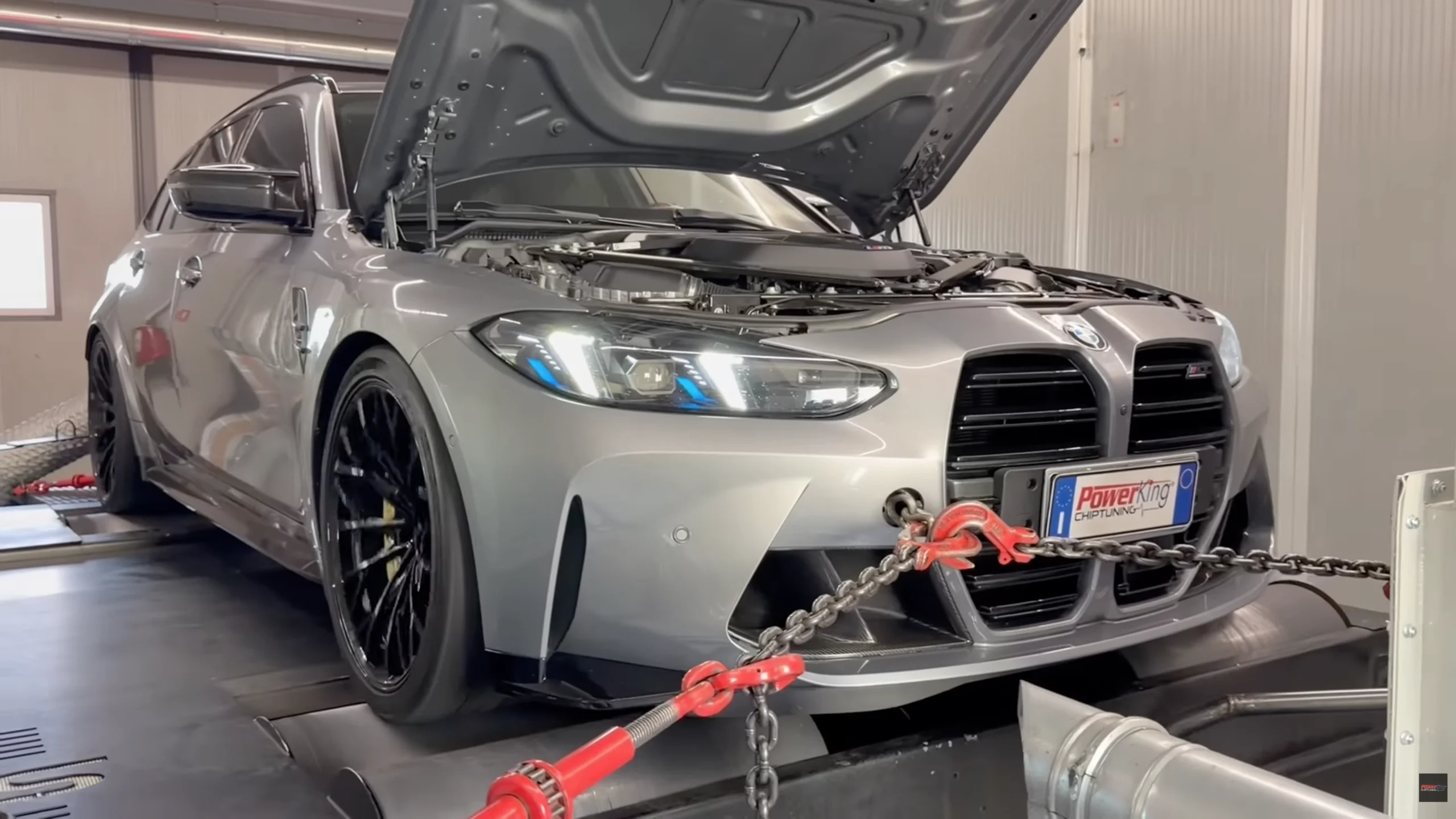 BMW M3 grigia al banco prova PowerKing – test scarico Z-Pipe